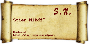 Stier Niké névjegykártya